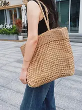 大容量の編み込みトートバッグ【草編み・ショルダー・ビーチ用】