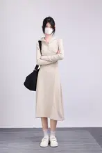 アイスクリームとクジラ柄のニットフィットワンピース【フード付き・ウエストシェイプ・春用】