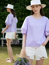デザイン性のあるパフスリーブ白シャツ【ルーズフィット・フレンチスタイル】
