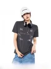 アメリカンスタイルのラインストーン付き涼感速乾半袖Tシャツ Tシャツ レディース
