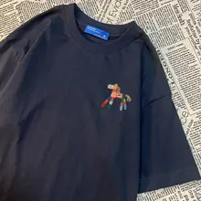 アメリカンヴィンテージ風 カートゥーン小馬プリント半袖Tシャツ【ユニセックス・ラフフィット】