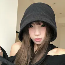 ブラックリボン付きバケットハット【春夏用・大きめ・ゆったりフィット】