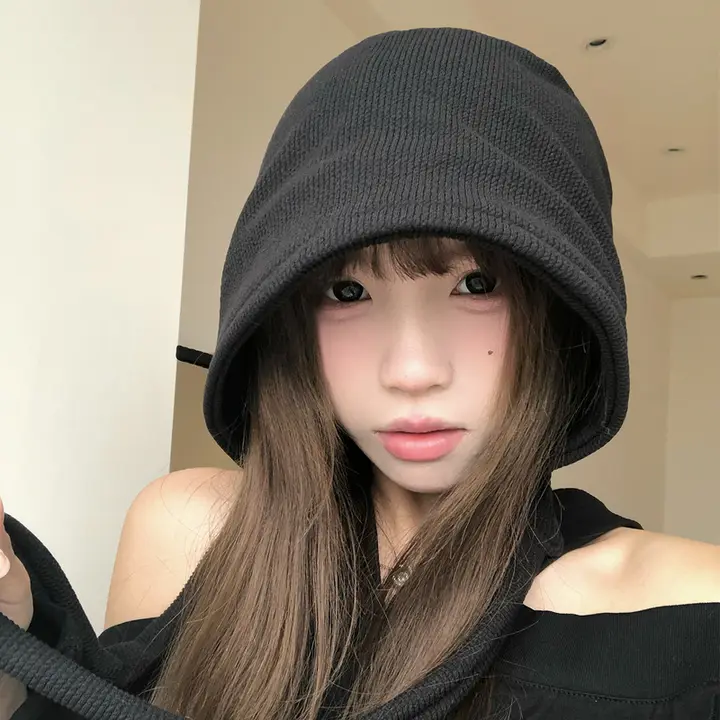 ブラックリボン付きバケットハット【春夏用・大きめ・ゆったりフィット】