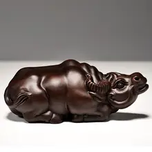 黒檀木製 水牛の置物【実木彫刻・インテリア装飾・贈り物に最適】