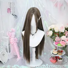 フルウィッグ レディース ロングストレート 八の字バングス ロリータ風 二次元 コスプレ 人毛風 デイリー 甘め
