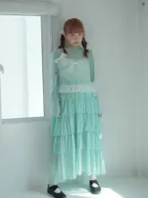 幾何学模様の夏用ギャザードレス【重ね着風・クール感・ラメ入り】