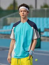 軽量で通気性の良い！UVカット夏用スポーツ半袖Tシャツ【速乾・吸湿・ハーフジップ・バイカラー】