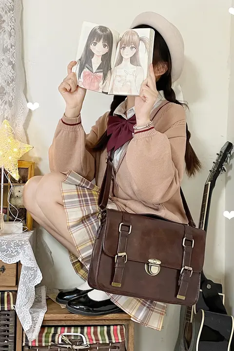 レトロなデザインの女子用JK制服風リュック【学院スタイル・ダブルショルダー】