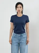 シンプルで快適な半袖ラウンドネックTシャツ  【短丈・ストレッチ素材】