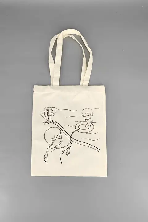 子供用安全教育テーマのDIYハンドペイントキャンバストートバッグ【溺水防止・夏休み用】