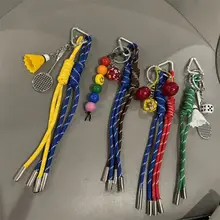 個性的なバイカラーナイロンロープキーホルダー【エアポッズケース・カップル用・羽毛球デザイン】（セットアップ対応）