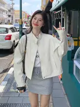 chic 米白色 立ち襟ショートジャケット レディース【春秋用・シンプルデザイン・おしゃれ】