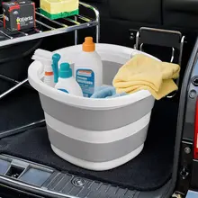 車載用伸縮式折りたたみ水桶【ポータブル・アウトドア用・大容量】