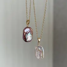 ネックレス レディース 天然 バロックパール スクエア フレンチ ヴィンテージ シンプル 着回し 上品 「Zing」