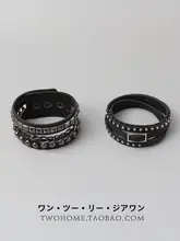 甘くてクールなダークスタイルの重ね着用多層パンク風チェーンブレスレット【ゴシック風・スタッズ付き】