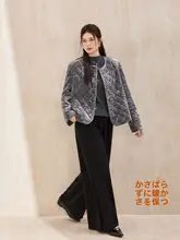 中綿ジャケット レディース 大きいサイズ ベルベット ひし形キルト グレー 着痩せ 上品 あったか 冬