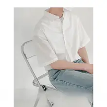 夏用の白シャツ【男性用・短袖・ゆったりシルエット・シンプルデザイン】