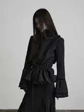 立体褶裥デザインのコットン調節可能ウエストダブルジッパーアウター【女性用】
