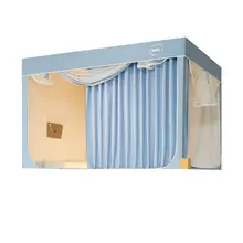 強力遮光 学生用ベッドカーテン【上下二段ベッド対応・静音スライドレール・伸縮可能】