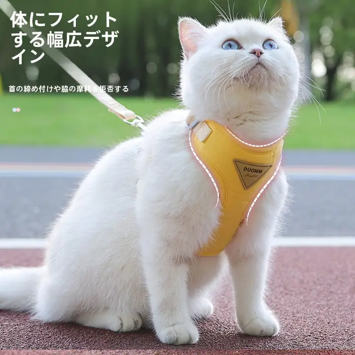 ネコ用 背面ハーネス型 リード【調整可能・脱走防止・お出かけ用】