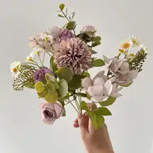 高級感あふれるカモミールとローズの造花【インテリア装飾用・リビングやダイニングに最適】