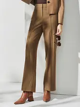 U.N.Q 秋冬用 高品質ウール混合ストレートロングパンツ【厚手・スリムフィット・女性用】