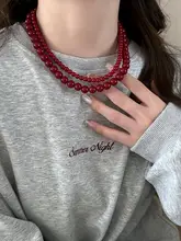 高級感漂うブラックオニキスとパールの重ね付けネックレス【女性用・セーター用・鎖骨アクセサリー】