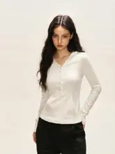 ハイネックフード付き長袖Tシャツ【春用・スリムフィット・無地】