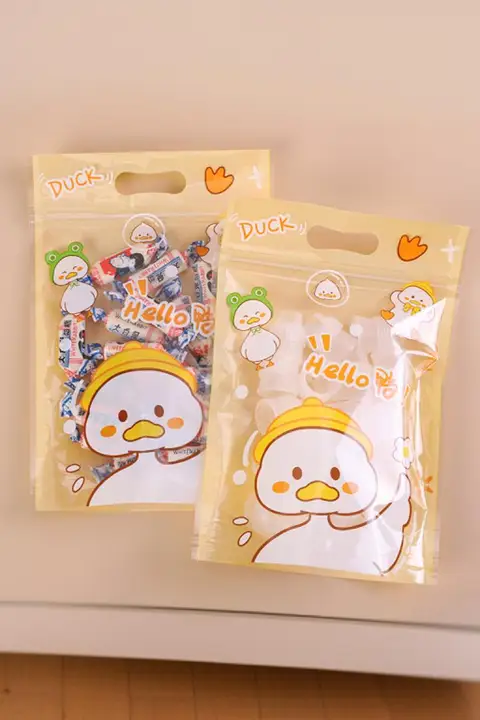 かわいいアヒルデザインの子供用スナック袋【密封タイプ・DIY・手作りお菓子収納用】