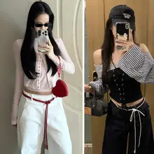 レディース赤いロープベルト【デニムパンツやスカートに最適・装飾用】（セットアップ対応）
