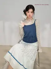 春の透かし編みニットキャミソール【極上の柔らかさ・フィット・淡いブルー】（セットアップ対応）