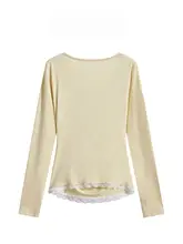 個性的なデザインのレディースTシャツ【フリル襟・レース切替・タイトフィット】