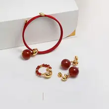 豪華感あるギフトボックス付き！赤い錦鯉ネックレスとイヤリングのジュエリーセット（セットアップ対応）