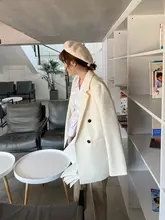 MaoJing ダブルボタン ミルクホワイト カジュアルシルエット 長袖ジャケット【女性用・洗練されたデザイン】