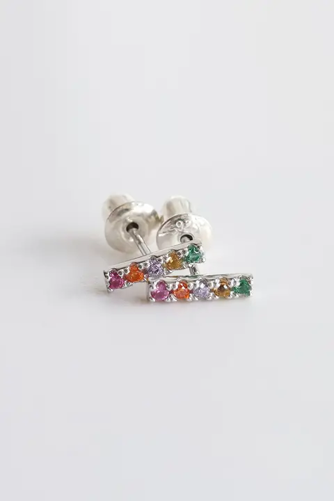 天然宝石ミニT字ピアス【S925シルバー・耳骨用・女性用】