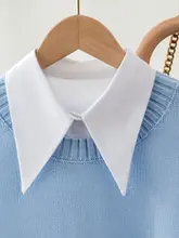 大きな尖った襟の白いシャツ風の付け襟【秋冬用・ファッション・ニットやスウェットに合う】