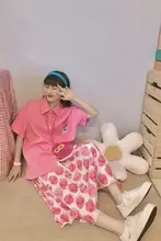 夏向けのかわいいピンクバルーンシフォンスカート【女性用・ビーチスタイル・印刷】（セットアップ対応）