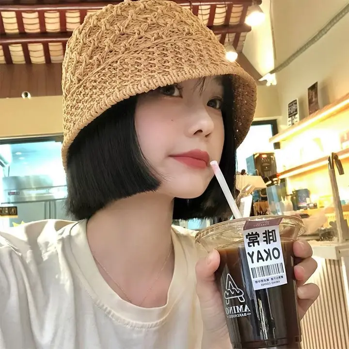 夏用透湿フード付きハットウィッグ【ショートストレート・通気性・おしゃれデザイン】