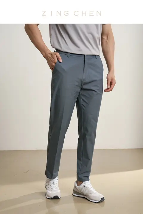 パンツ メンズ 夏 冷感 混紡 アイスコットン ストレッチ しわ防止
