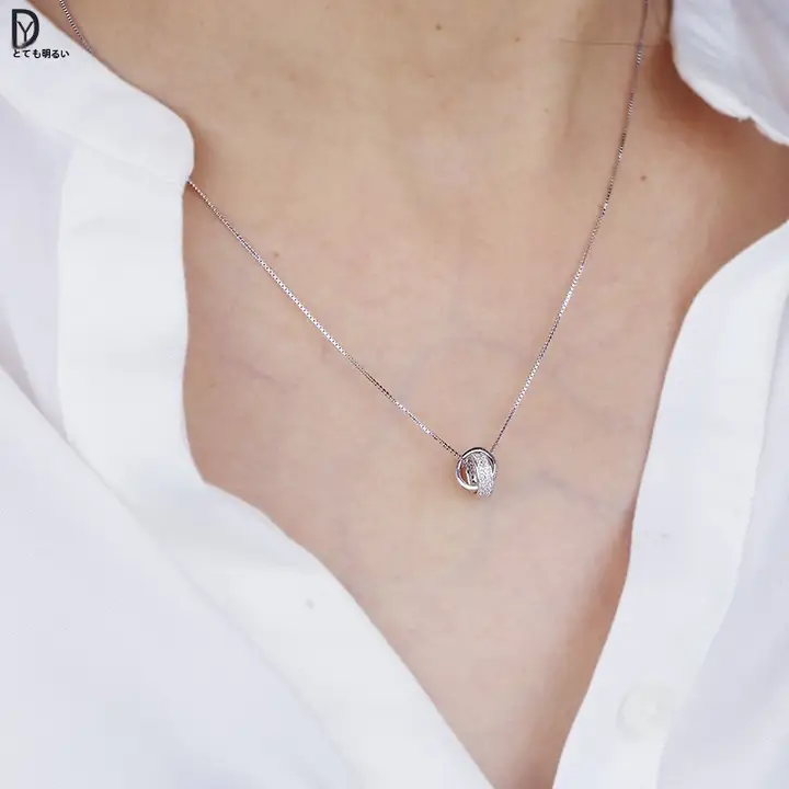 ローマリングネックレス【S925シルバー・ホワイトゴールドコーティング・デリケートな鎖骨チェーン】