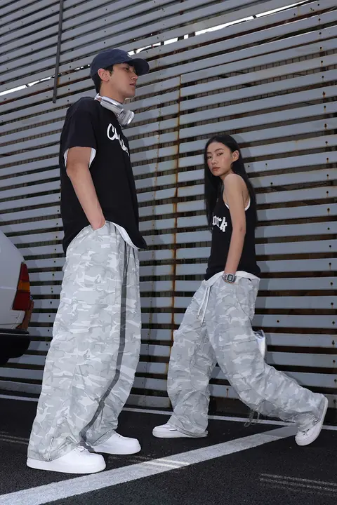 CBXLAB ミリタリーカモフラージュパンツ【冷灰色・春季用・ストリートダンス・ジャズダンス対応】