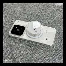内蔵マグネット付き白猫デザインスマートフォンケース【汎用タイプ・スタンド機能】（セットアップ対応）