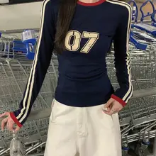 秋季向けカラーブロックデザインのタイトフィット長袖Tシャツ【コットン・デジタルプリント】
