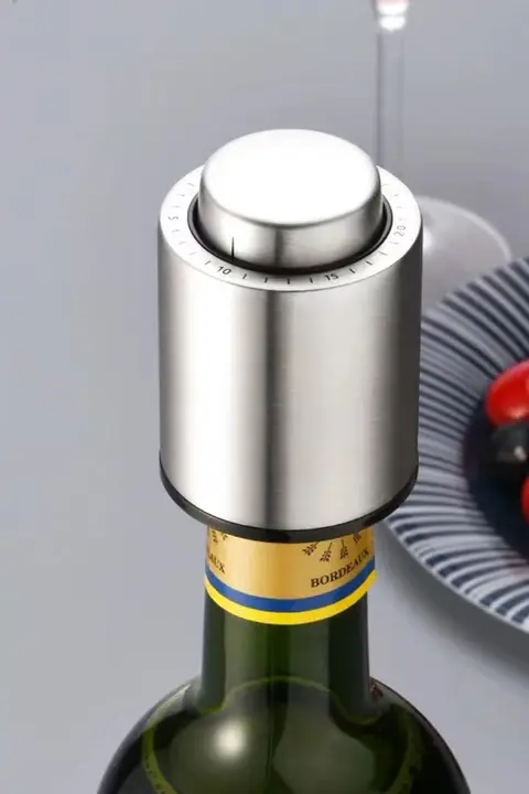 ステンレス製ワインポンプ栓【真空密封・ボトルキャップ・保鮮用】