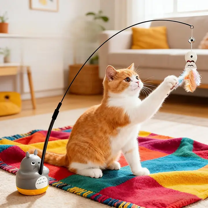 猫のおもちゃ【キャットボール付き・長い棒・耐噛性】