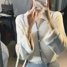 温かみのあるデザインの薄手ニットカーディガン【ショート丈・フレンチスタイル】（セットアップ対応）