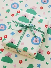 かわいい手描きキャラクターの誕生日ギフトボックス用ラッピングペーパー【DIY・お祝い用】