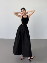 春秋向けアメリカンスタイルのエフォートレスAラインロングスカート【フィット・フレア・皺感・涼しげ】