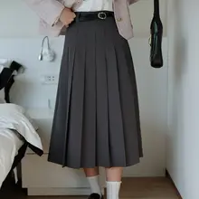 プリーツスカート レディース ロング丈 Aライン 着痩せ 着回し グレー オフィスカジュアル 秋 「MIXABO」