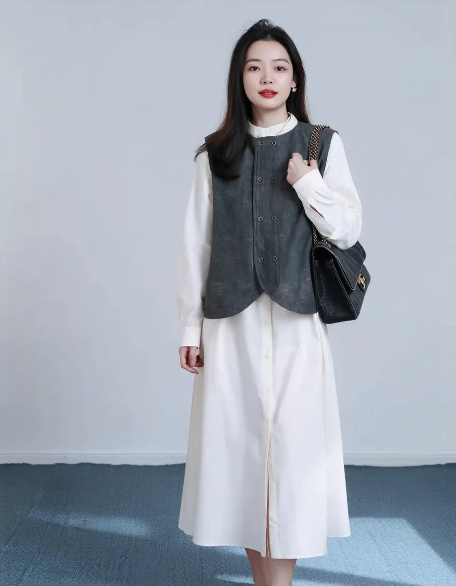 大人可愛い服 50代コーデ 完全ガイド｜  高襟ニットとブラウンジャケットのバランス術